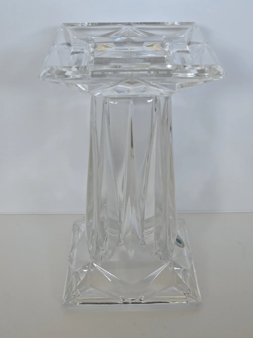Vtg PartyLite P7374 Quad Prism Pedestal 24% Lead Crystal Pillar Candle Holder